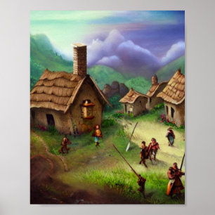 Poster de arte digital de Cute Village