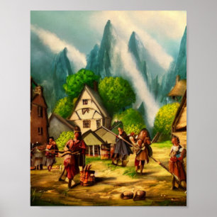 Poster de arte digital de la aldea Cute #01