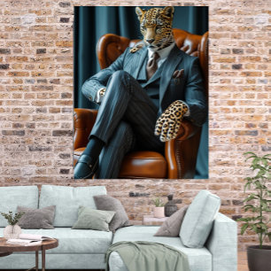 Póster de arte digital de leopardo dominante fotor
