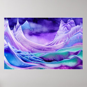 Poster de arte digital de los mares de hielo conge