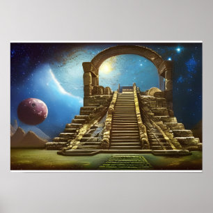 Poster de arte digital de ruinas astrales