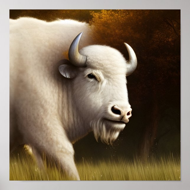 Poster de arte digital Mystic White Buffalo (Frente)