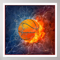 Poster de Arte Dinámico de Baloncesto - Fuego e Hi