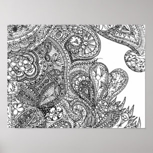 Poster de arte Doodle de inspiración negra y blanc