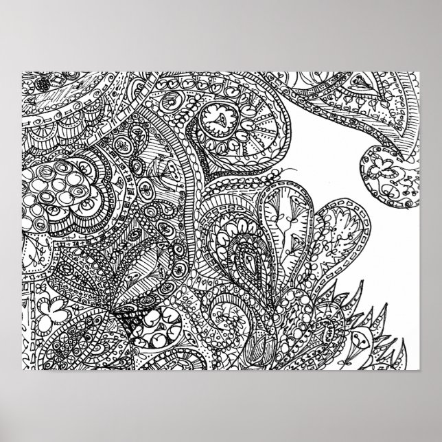 Poster de arte Doodle de inspiración negra y blanc (Frente)