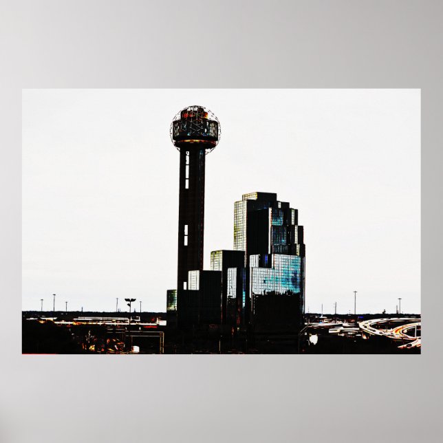 Poster de arte Downtown Dallas Texas Tower (Frente)