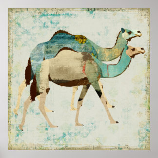 Poster de arte Dreamy Blue Camels