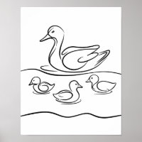 poster de arte "Duck and Ducklings Line" | Río Irl
