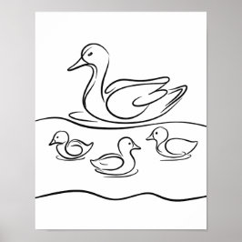 poster de arte "Duck and Ducklings Line" | Río Irl