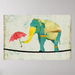 Poster de Arte Elefante Golden Graceful