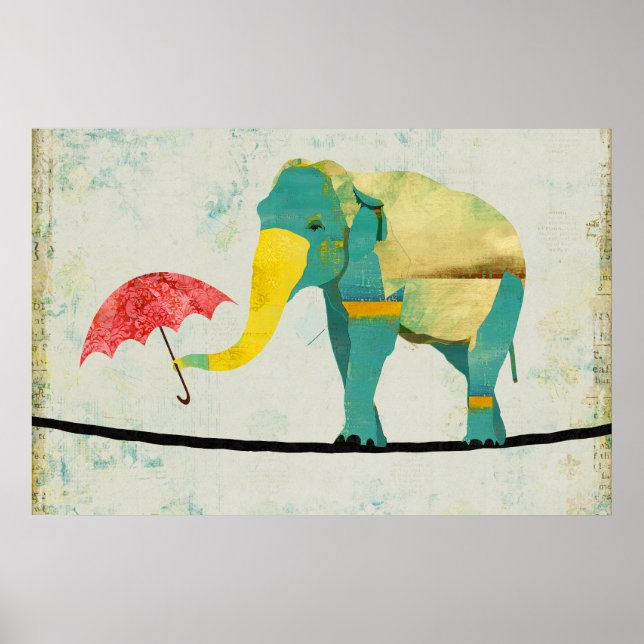 Poster de Arte Elefante Golden Graceful (Frente)