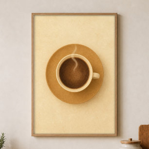 Póster de arte en acuarela de Cottagecore de taza