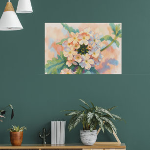 Póster de arte en acuarela de flores florales