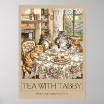 "Póster de arte en acuarela 'La fiesta del té del 