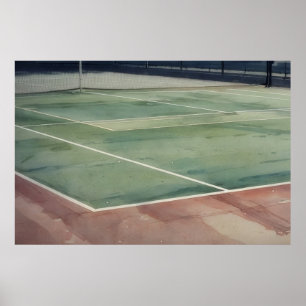 Poster de arte en la cancha de tenis con Weathered