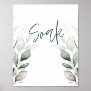 Poster de arte en la pared del baño de Soak Script