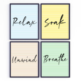 Poster de arte en la pared del baño de Soak Script