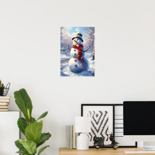 Poster de arte en Wall Street, un muñeco de nieve 