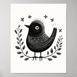 Poster de Arte Escandinavo Folk Bird