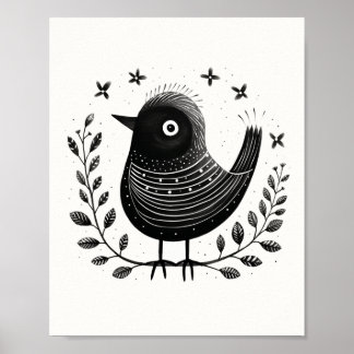 Poster de Arte Escandinavo Folk Bird