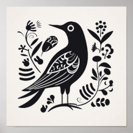 Poster de Arte Escandinavo Folk Bird