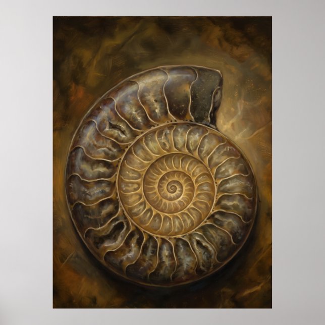 Póster de arte espiral de ammonite Sabiduría Antig (Frente)