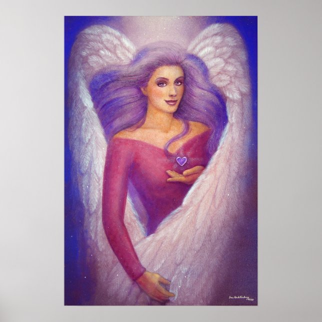 Poster de arte espiritual de Lavender Heart Angel (Frente)