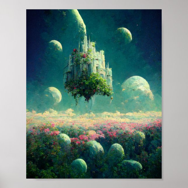 Poster de arte Fantasy Castle flotante (Frente)
