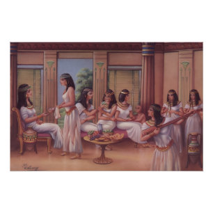 Póster de arte fino de banquete en palacio egipcio