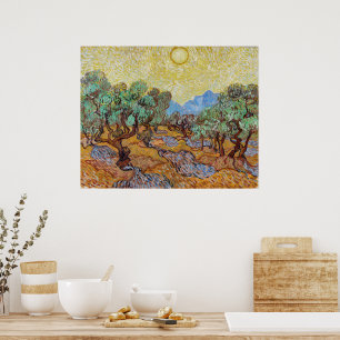 Póster de arte fino de Olivos de Vincent van Gogh