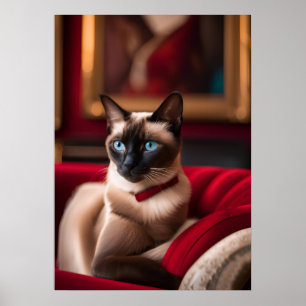 Póster de arte fino del retrato de gato siamés — O