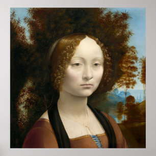 Póster de arte fino Ginevra de' Benci Leonardo d V