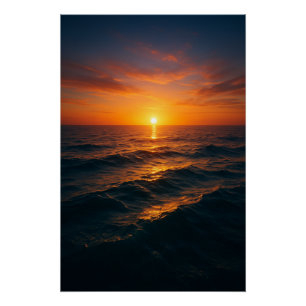 Póster de arte fino realista - Atardecer oceánico