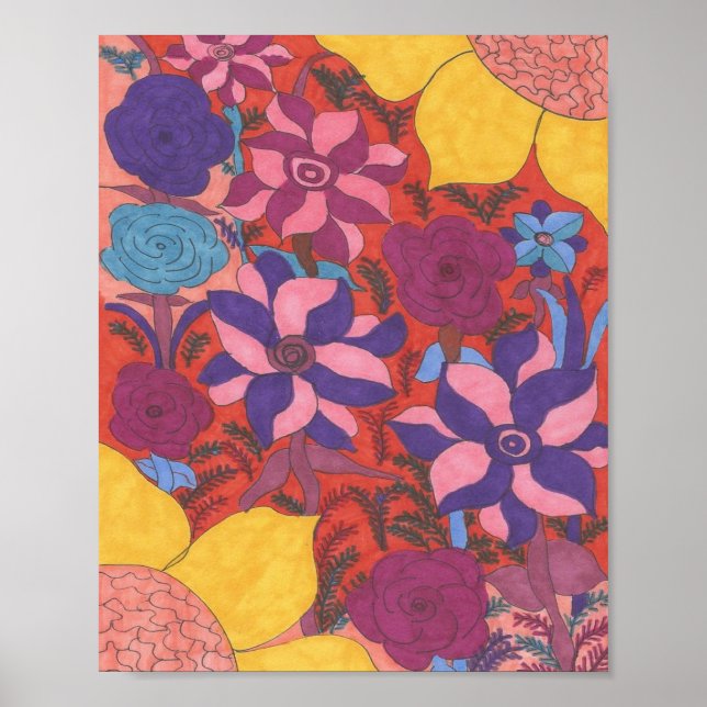 Póster de Arte Floral Bohemio Moderno (Frente)