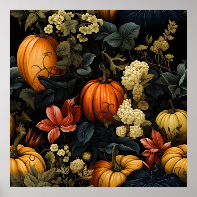 Poster de arte floral de calabazas (Frente)