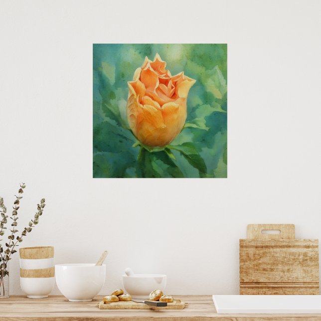 Póster de Arte Floral de Flor Tropical Naranja (Cocina)