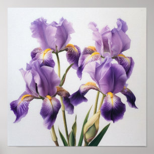 Póster de Arte Floral de Lirios Morados