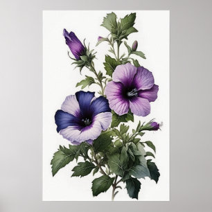Póster de Arte Floral de Petunias Moradas