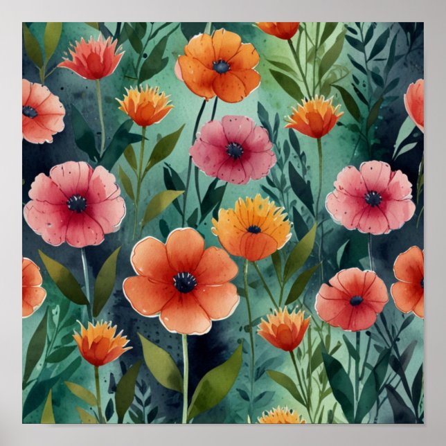 Póster de Arte Floral Elegante (Frente)