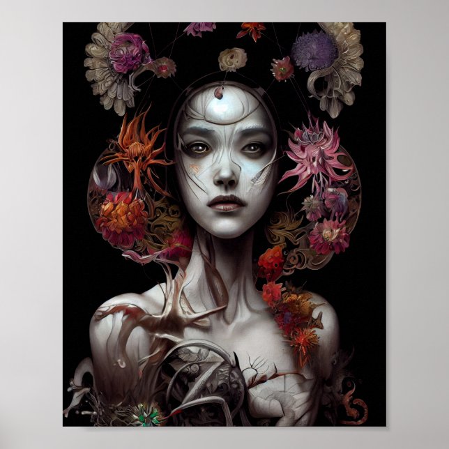 Poster de arte Flower Queen Surreal Gothasy Fantas (Frente)