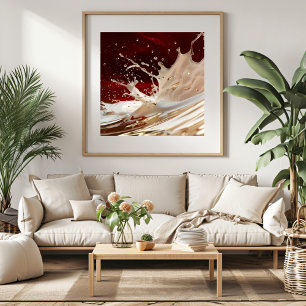 Póster de Arte Fluido con Salpicaduras de Crema y
