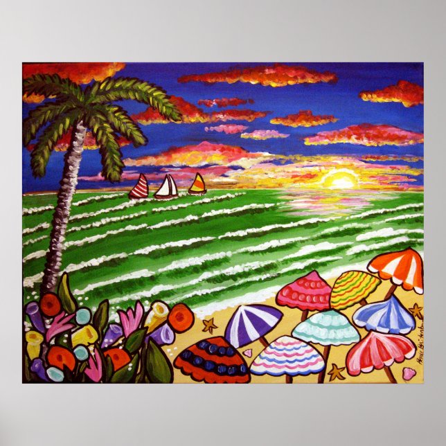 Poster de arte folclórico Beach Sunset Siesta Key (Frente)