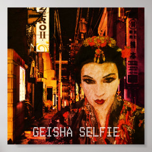 Poster de arte Geisha Selfie Wall