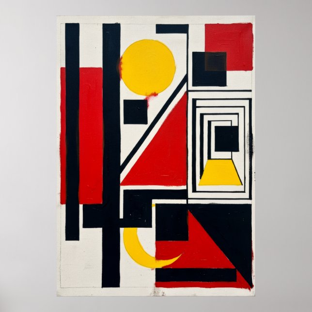 Póster de arte geométrico Bauhaus | Rojo construct (Frente)