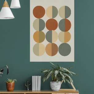 Póster de arte geométrico de círculos de mediados 