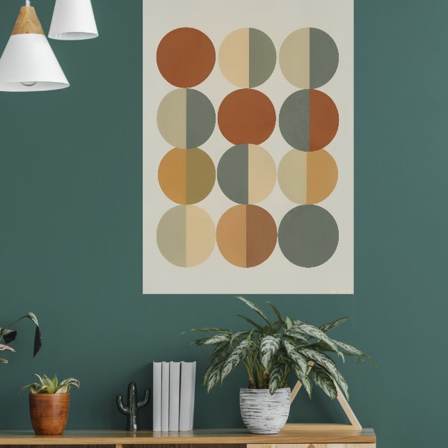 Póster de arte geométrico de círculos de mediados  (Salón 1)
