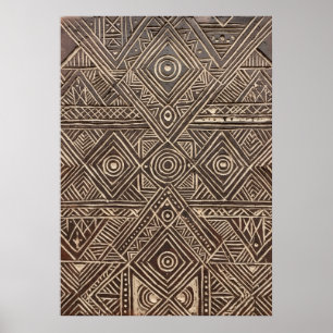 Póster de arte geométrico de tallado de madera afr