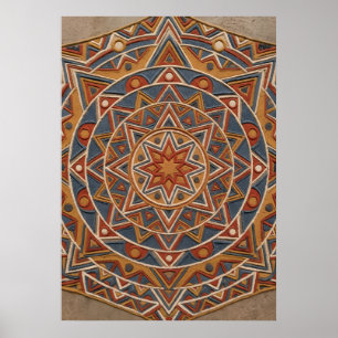 Póster de Arte Geométrico Mandala Estrella del Sud