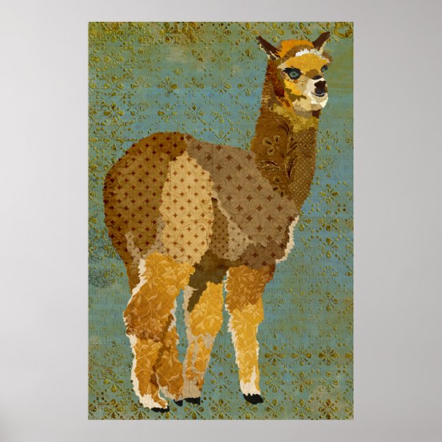 Poster de arte Gold Grunge Alpaca (Frente)