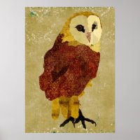 Poster de arte Golden Ruby Owl